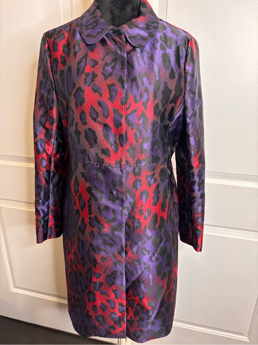 NWT Anne Klein Leopard Jacquard Statement Coat Size 10